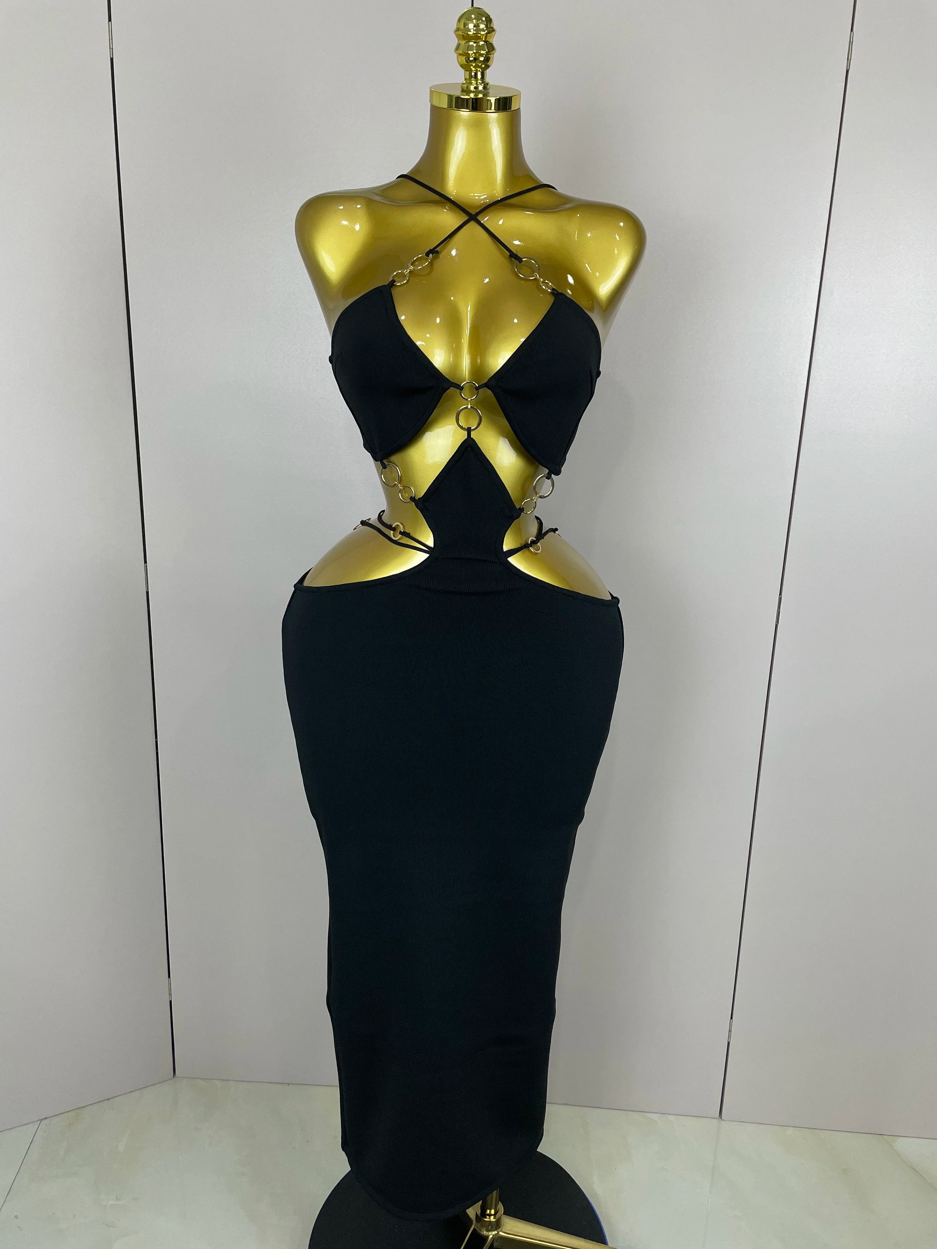 Helena Asymmetrical Cutout Bodycon Maxi Dress