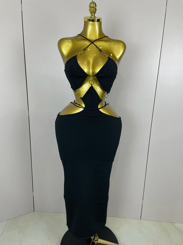 Helena Asymmetrical Cutout Bodycon Maxi Dress