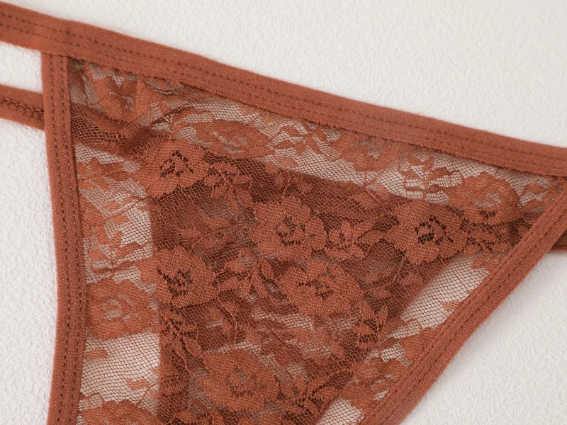 Amorette Lace Floral G-String Panty Pack Lingerie 7-piece