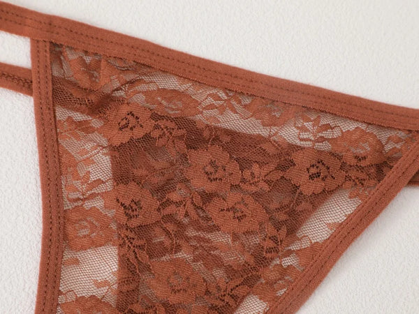 Amorette Lace Floral G-String Panty Pack Lingerie 7-piece