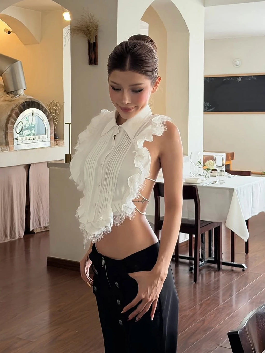 Genevieve Lace Ruffle Apparel Top