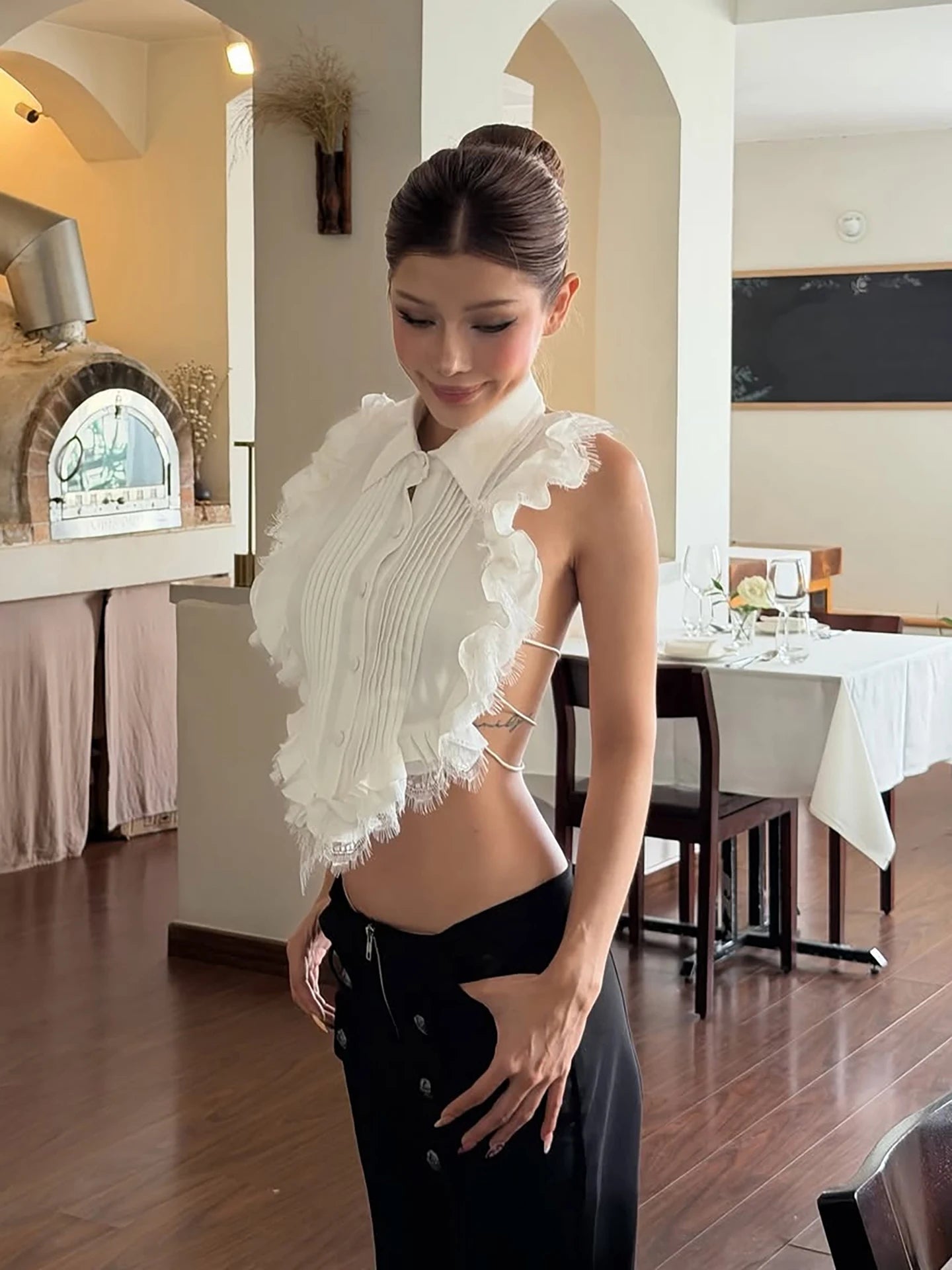 Genevieve Lace Ruffle Apparel Top