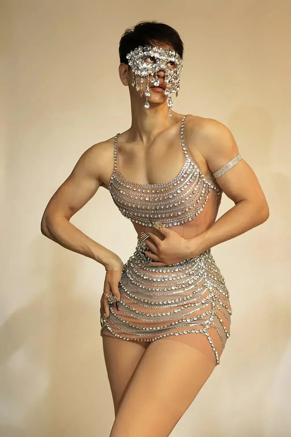 Melisande Rhinestone Stage Performance Dress