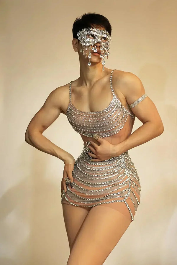 Melisande Rhinestone Stage Performance Dress
