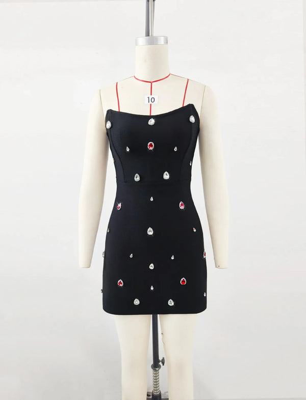 Lucienne Crystal Strapless Bandage Mini Dress