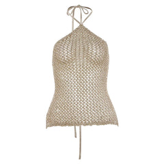 Aria Golden Glow Halter Knit Party Top