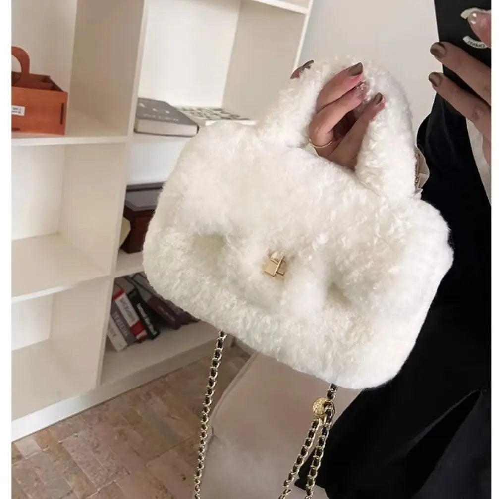 Alba Lamb-Wool Square Crossbody Bag