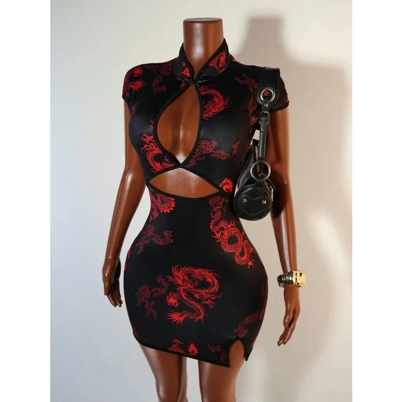 Rouge Dynasty Dragon Mini Dress