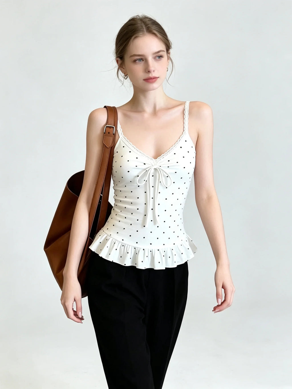 Capri Charm Polka Dot Peplum Top One-piece