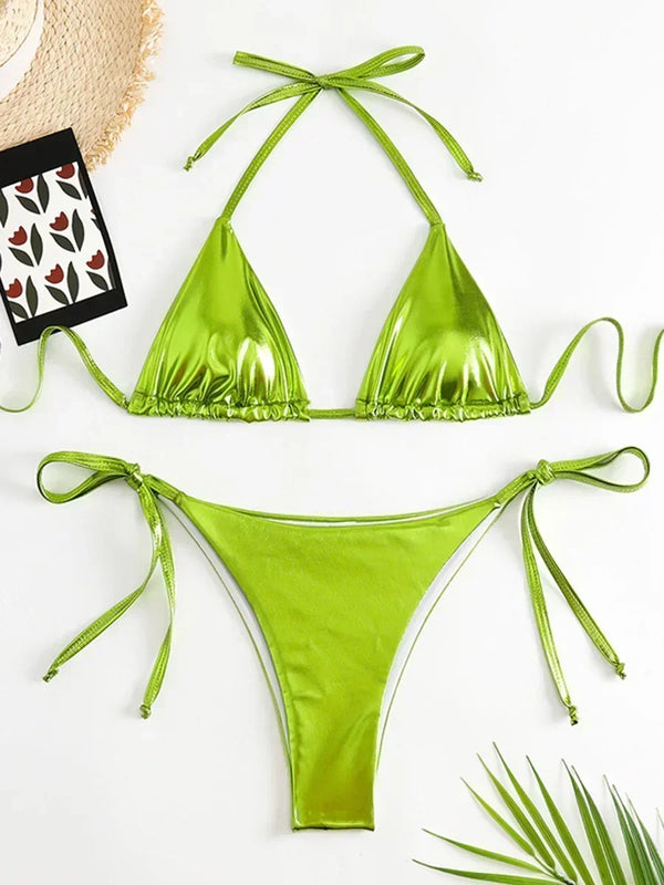 Roxana Faux-Leather String Bikini Two-piece