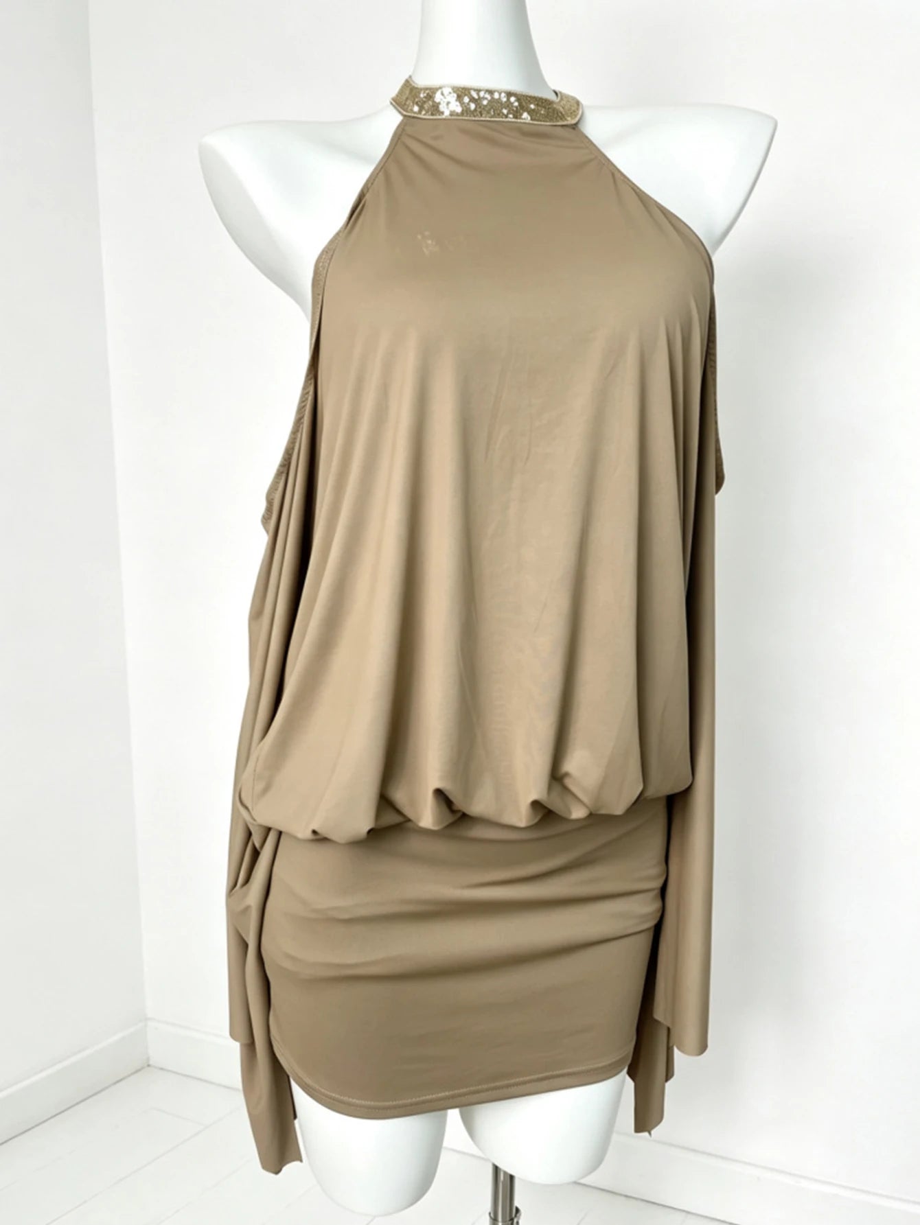 Sidonie Sequin Backless Batwing Mini Dress