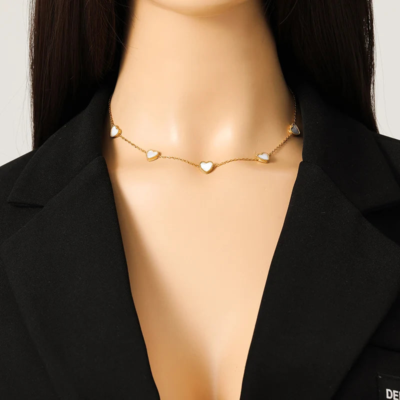 Amora White Heart Stainless-Steel Jewelry Collection