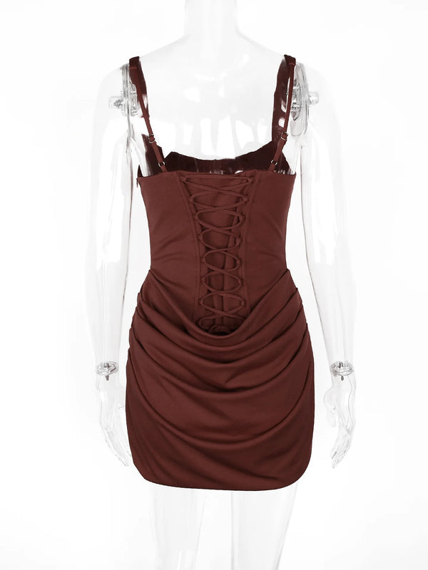 Iliana Square-Neck Backless Bodycon Mini Dress