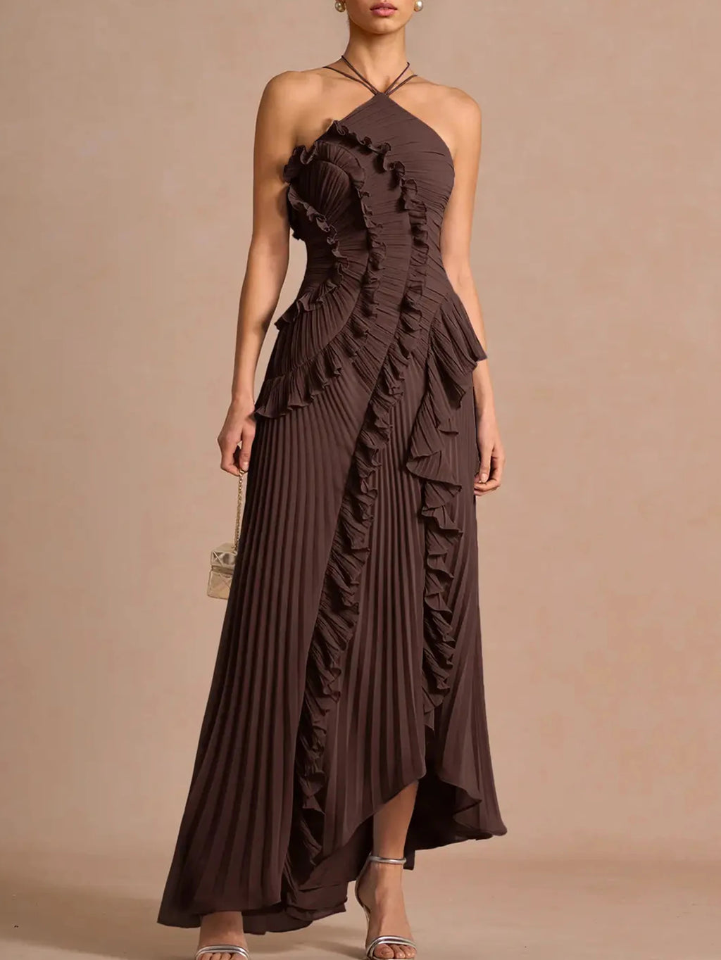Saskia Ruched Backless A-Line Maxi Dress