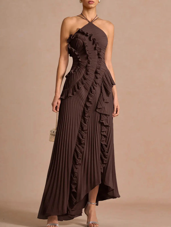 Saskia Ruched Backless A-Line Maxi Dress