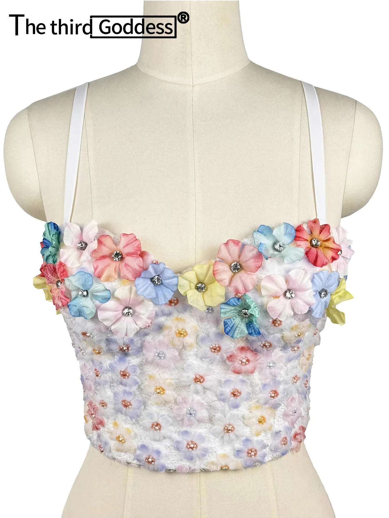 Sexy floral rhinestone corset tanks top women summer club party tops for woman clothing black halter crop top fashion streetwear