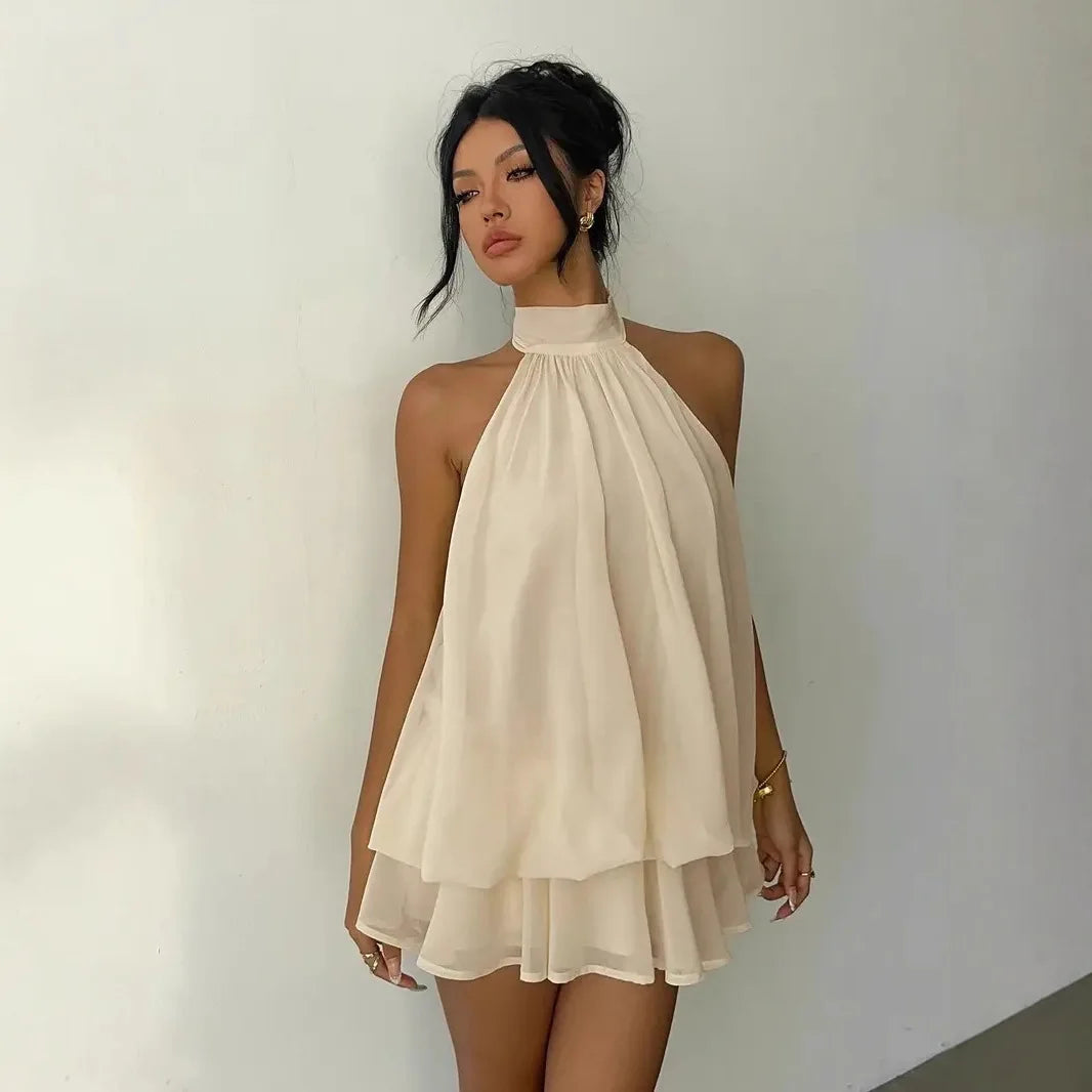 Elodie Sheer Chiffon Tie-Front Mini Dress