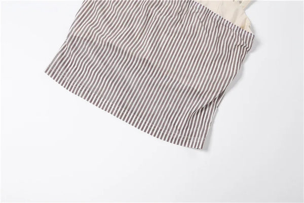 Sienna Striped Asymmetrical Cami Midi Skirt Set Two-piece