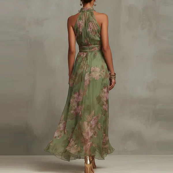 Marina Floral Chiffon Halter Maxi Dress