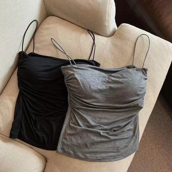 Hana Pleated Halter Tank Top
