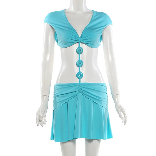 Marina O-Ring Cutout Ruched Mini Dress