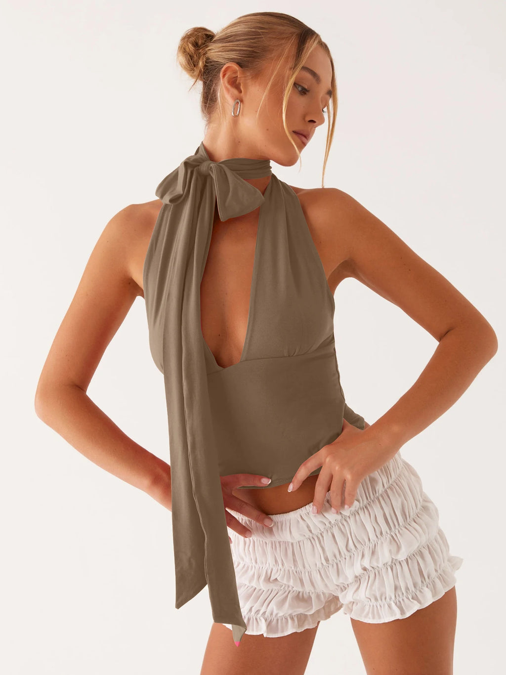 Lena Sunset Sleeveless Halter Scarf Top