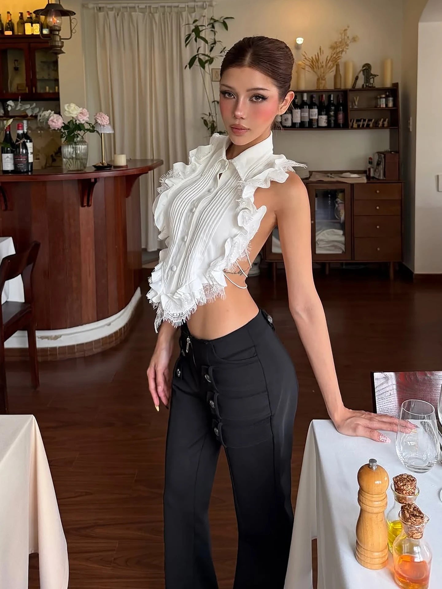 Genevieve Lace Ruffle Apparel Top