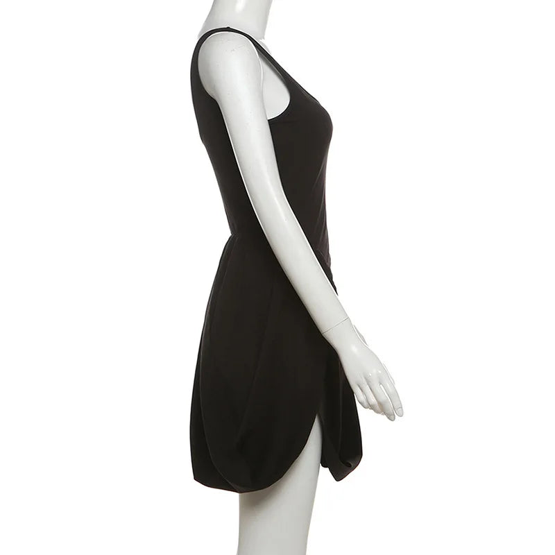Dove Pleated Draped Tank Mini Dress
