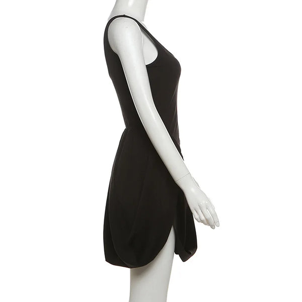 Dove Pleated Draped Tank Mini Dress