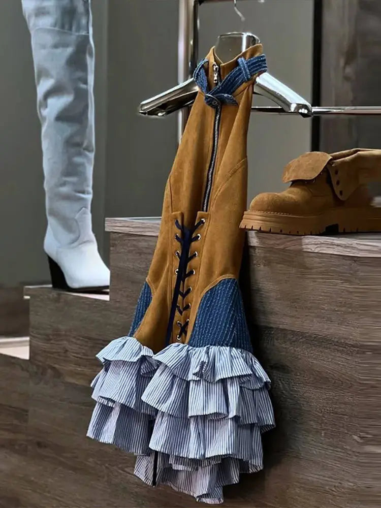 Talia Color-Block Denim Corset Mini Dress Collection