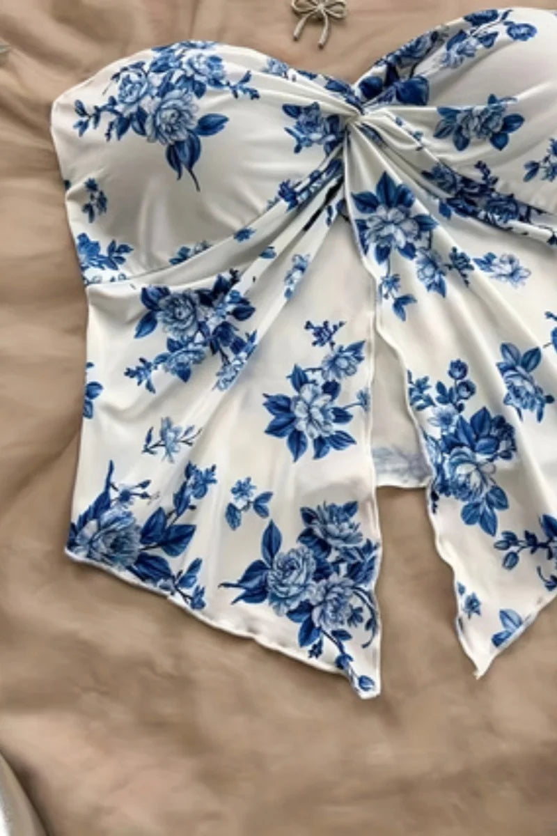 Flora Floral Off-Shoulder Crop Top One-piece