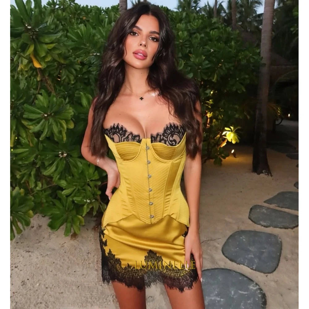 Avery Satin Corset Formal Mini Dress