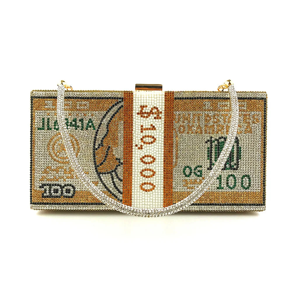 Odessa Crystal Money-Stack Box Clutch