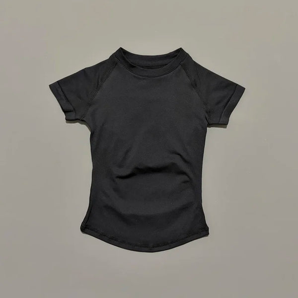 Histello Women Short Sleeve Sports T-Shirt Round Neck Breathable Stretchy Quick Dry Top Yoga Gym Running Fitness Activewear