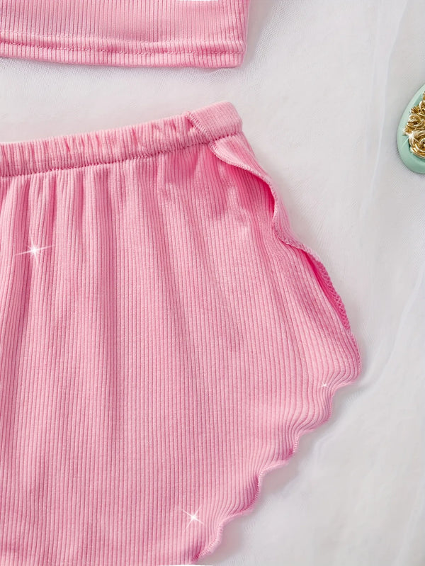 Pernilla Ribbed Cami & Ruffle-Trim Shorts Pajama Set Two-piece