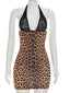 Zaria Leopard Mesh Halter Bodycon Mini Dress
