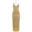 Kliou Sexy Gold Long Dress Woman 2026 Spring New Style Low-Neck Cross Butterfly Bandage Backless Vacation Beach Style Vestidos