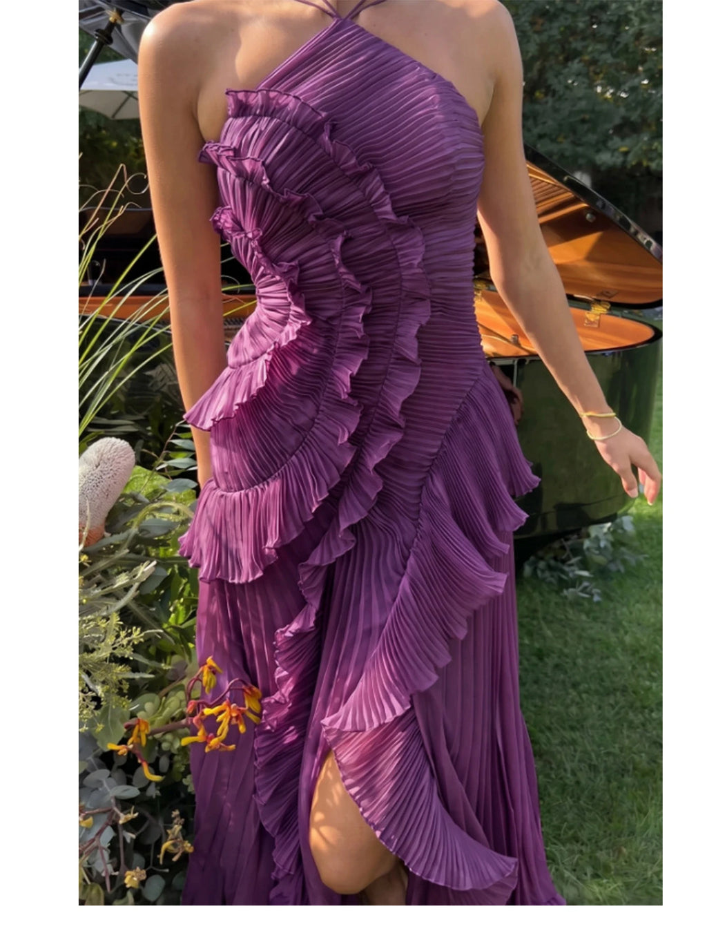 Saskia Ruched Backless A-Line Maxi Dress