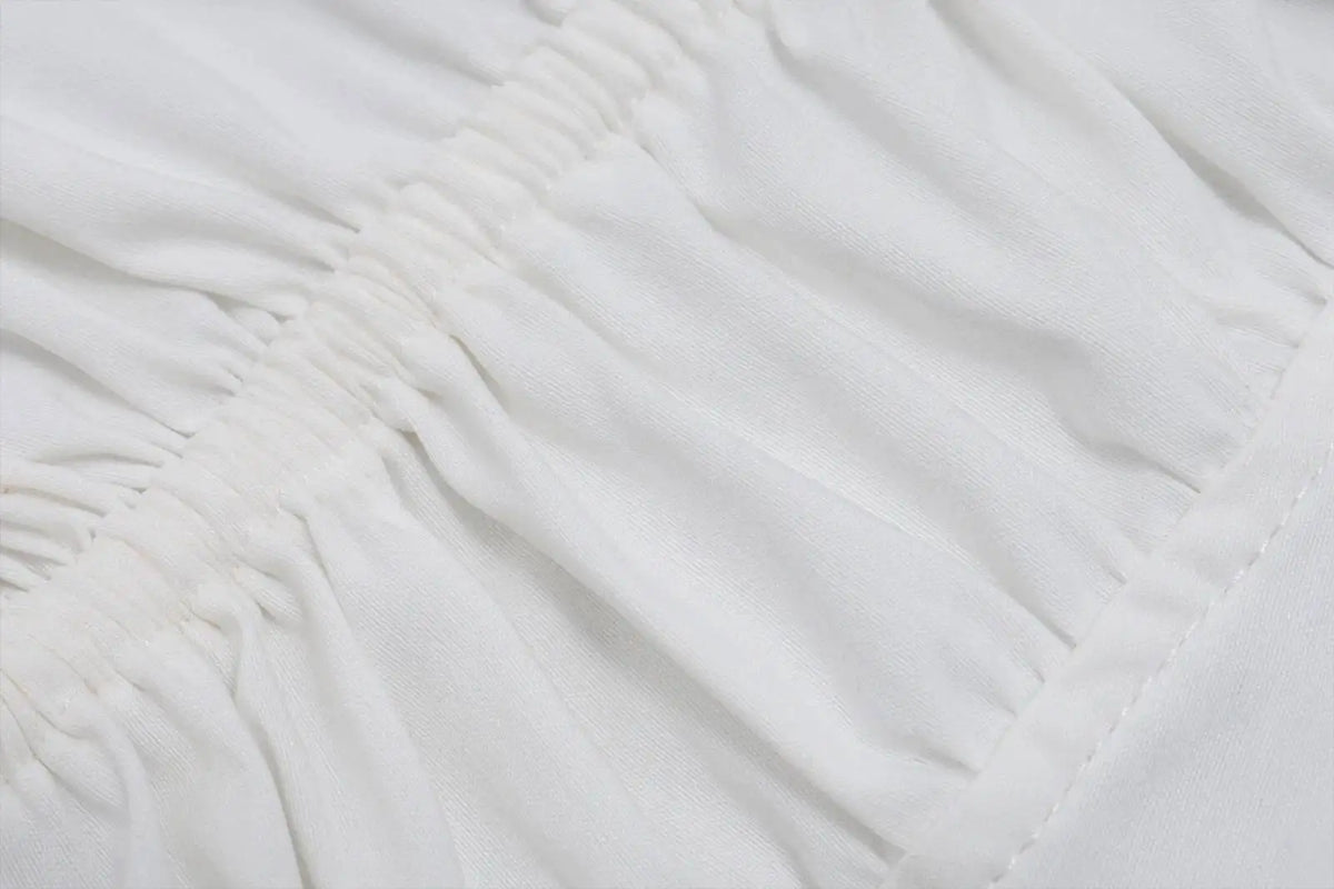 JULISSA MO Sexy Deep V-neck Ruffles Women Crop Top White Short Sleeve Lace Up Ruched Tops Female Summer Skinny Casual Streetwear
