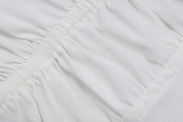 JULISSA MO Sexy Deep V-neck Ruffles Women Crop Top White Short Sleeve Lace Up Ruched Tops Female Summer Skinny Casual Streetwear
