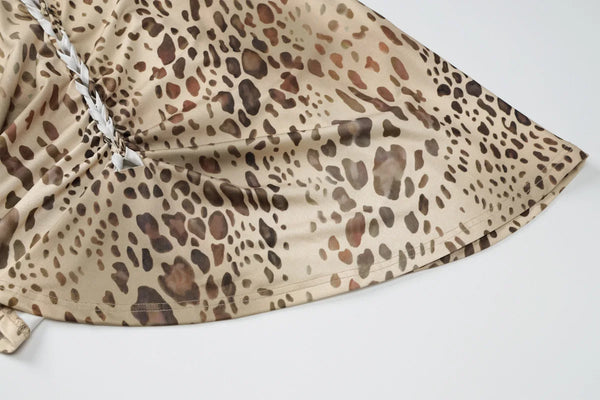 Leopoldine Leopard Print Halter Backless Bodycon Maxi Dress