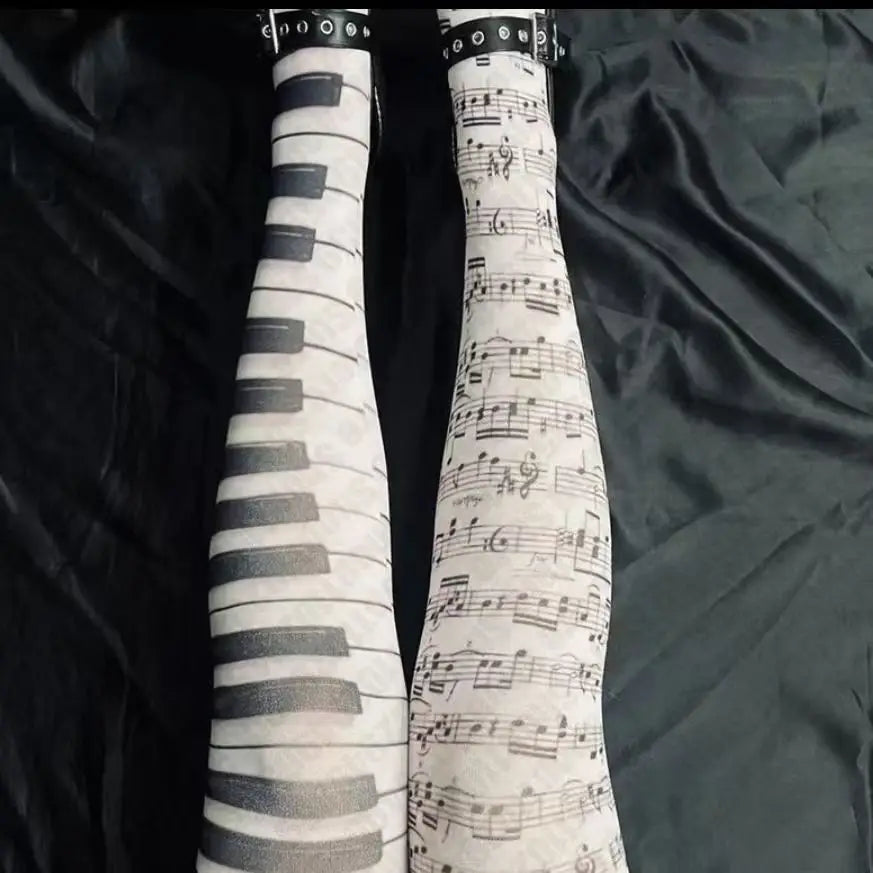 Rebel Mixed-Graphic Thigh-High Socks