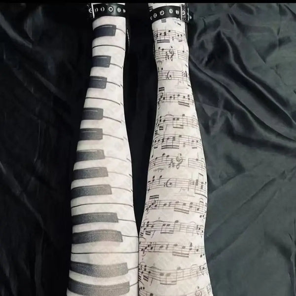 Rebel Mixed-Graphic Thigh-High Socks