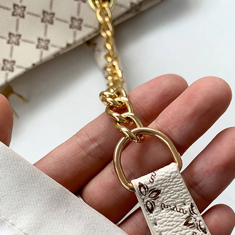Margaux Monogram-Print Faux-Leather Chain Tote Bag