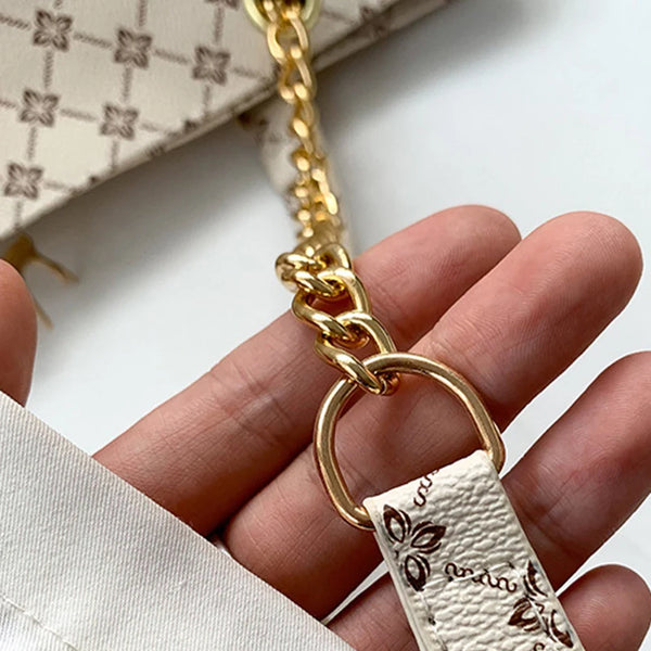 Margaux Monogram-Print Faux-Leather Chain Tote Bag