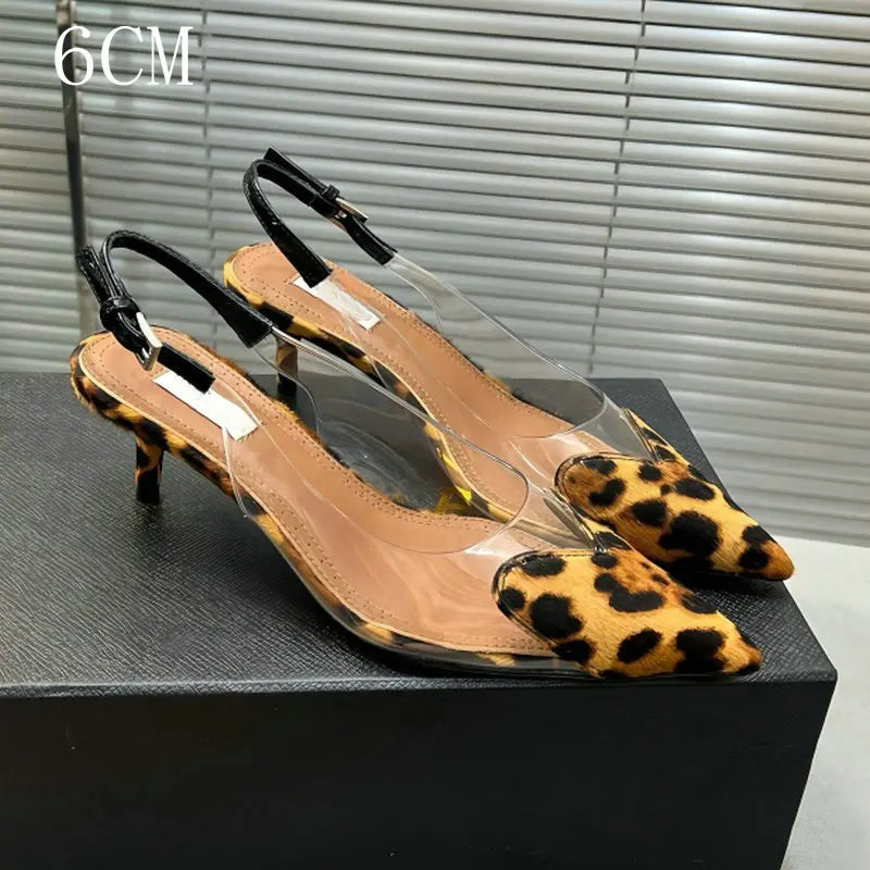 Heart-Shaped Transparent High-Heeled Sandals For Women Summer Fairy Style Pointed-Toe Low-Heeled Women'S Shoes Sexy Party Pumps