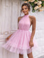 Marielle Mesh-Overlay A-Line Mini Dress