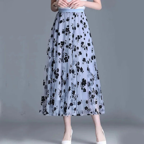 Josette Floral Mesh Midi Skirt One-piece