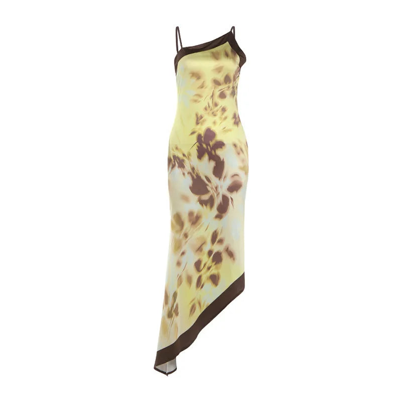 Solara Tie-Dye Halter Asymmetrical Chiffon Midi Dress Main image