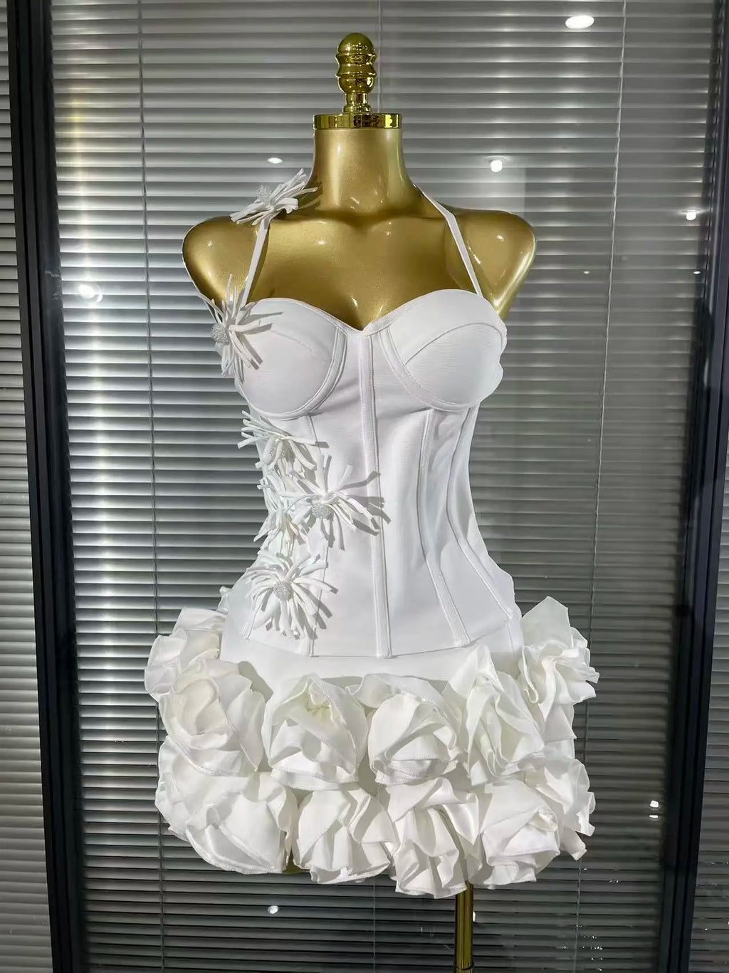 Delphine Strapless Floral Bandage Top & Skirt Two-piece